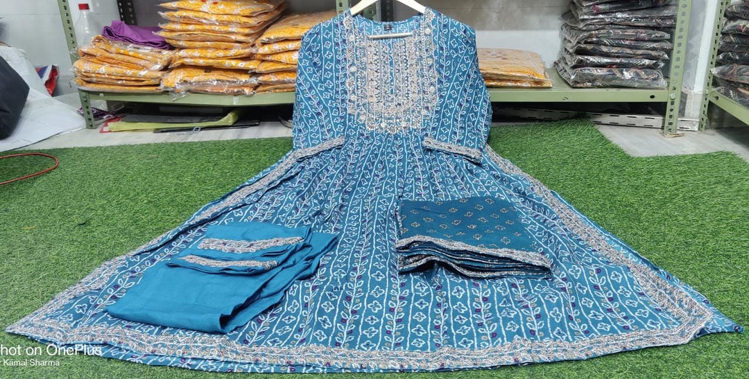 French Blue Kurti Set