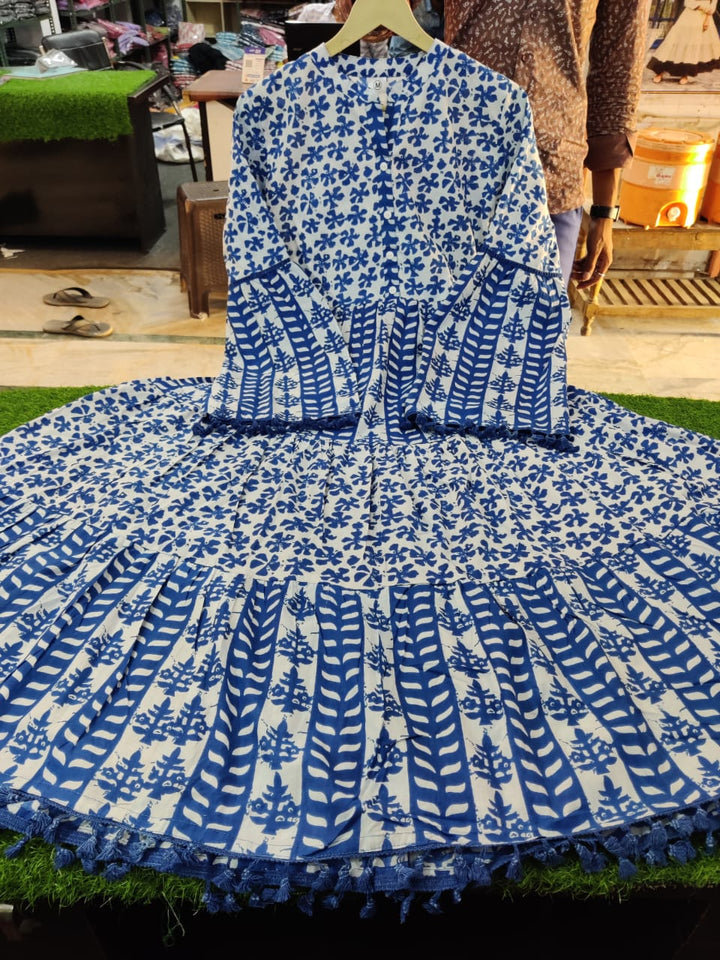 Impressive Princess Cotton Indigo Dress