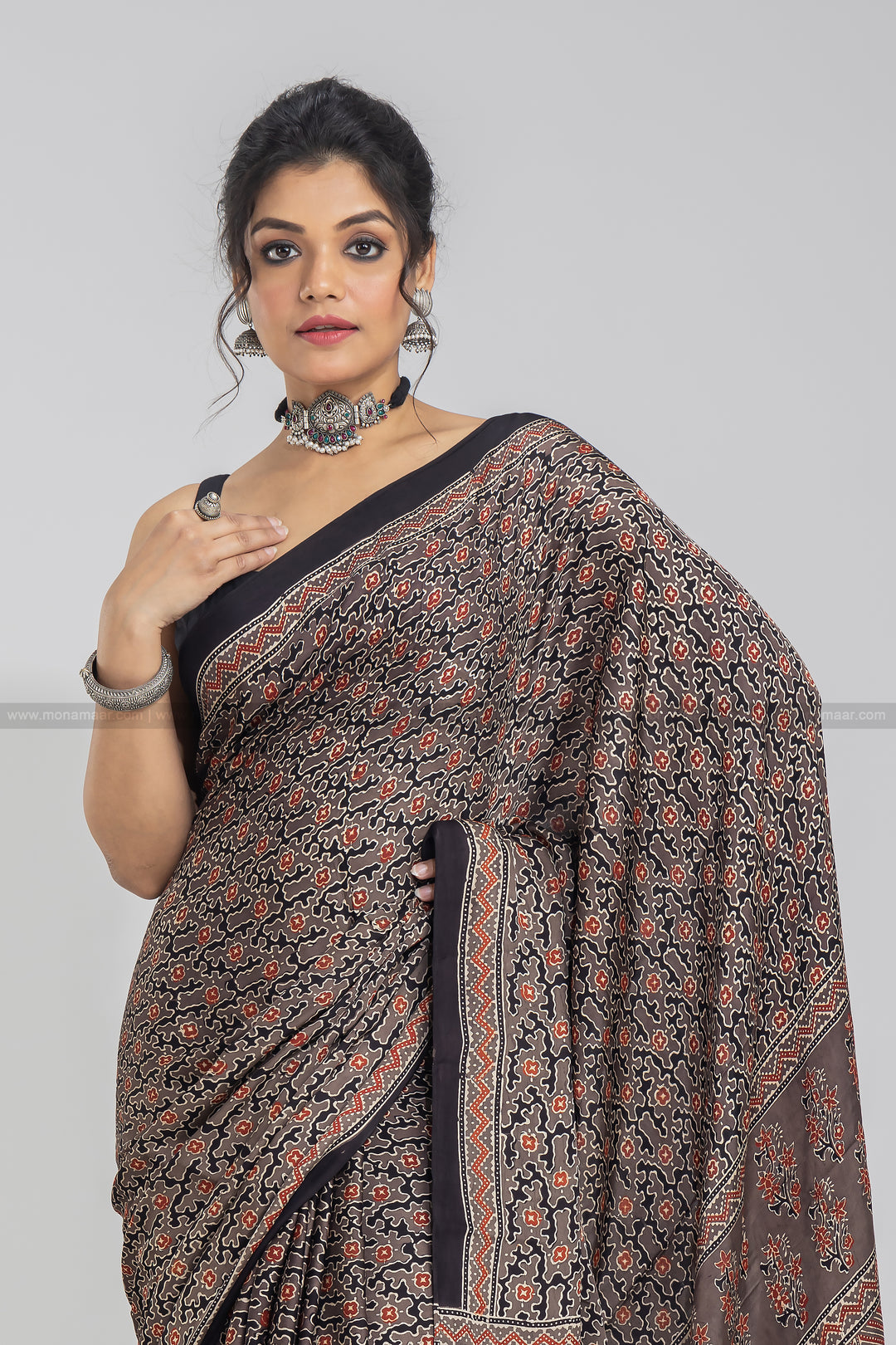 Ajrakh Block Printed Saree