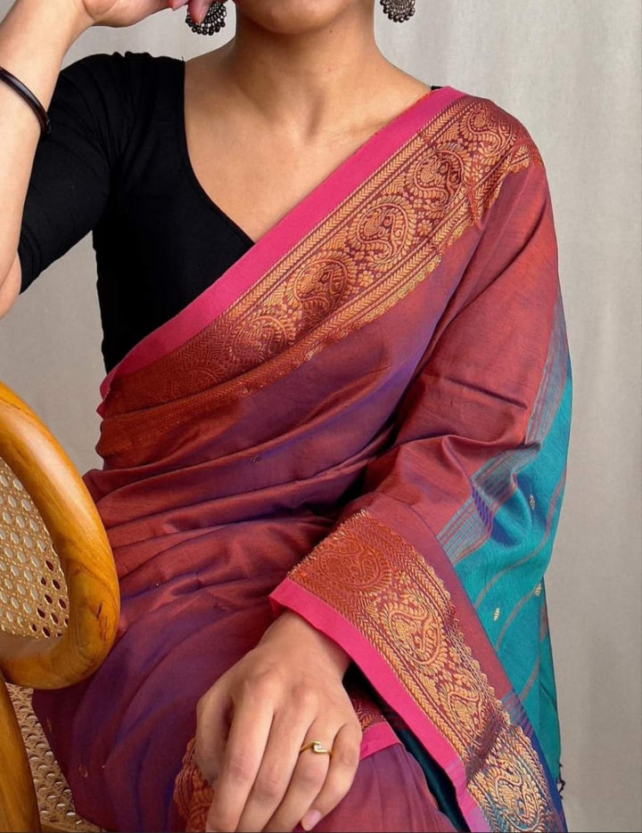 Bengal  khadi Cotton Saree