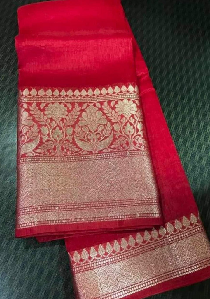 Pure Handwoven Silk Linen Banarasi