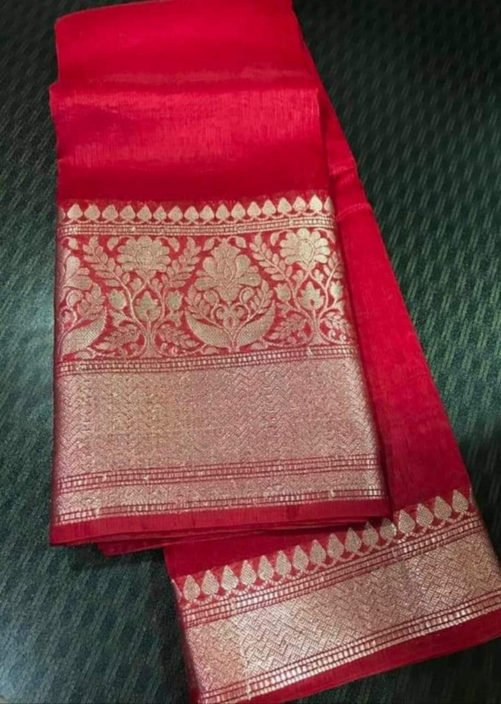 Pure Handwoven Silk Linen Banarasi