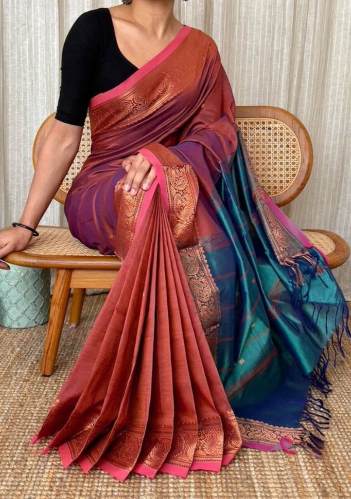 Bengal  khadi Cotton Saree