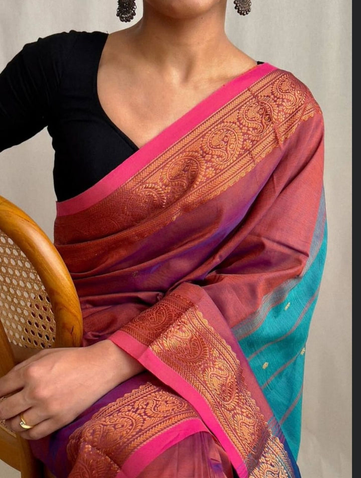 Bengal  khadi Cotton Saree