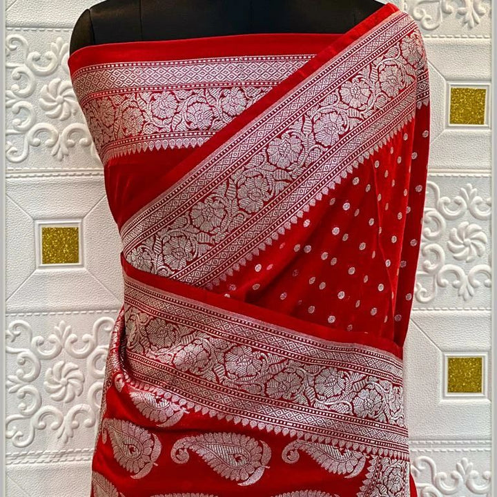 Banarasi Semi Katan Georgette Soft Silk  Saree