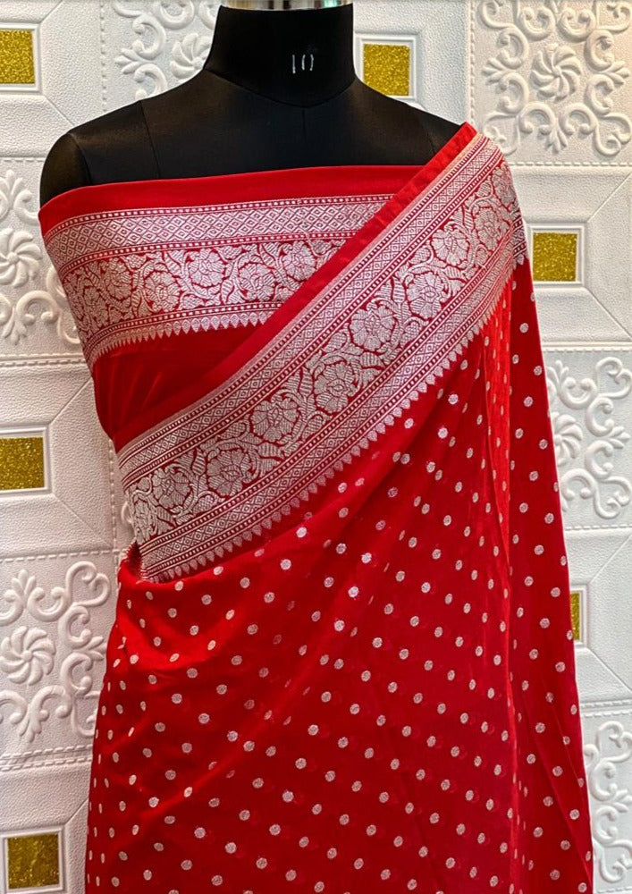 Banarasi Semi Katan Georgette Soft Silk  Saree