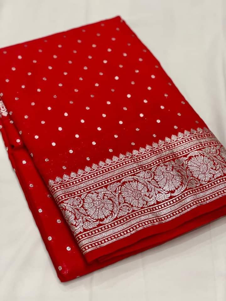 Banarasi Semi Katan Georgette Soft Silk  Saree