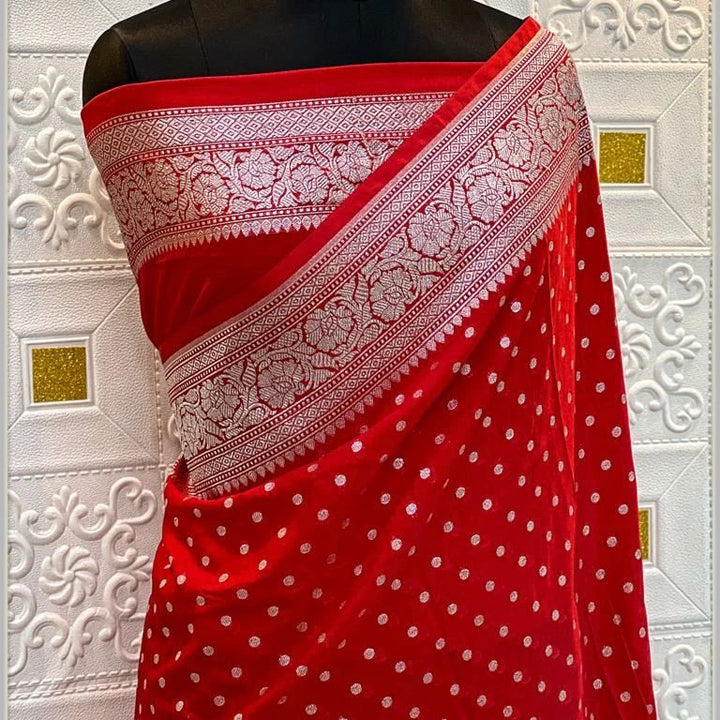 Banarasi Semi Katan Georgette Soft Silk  Saree