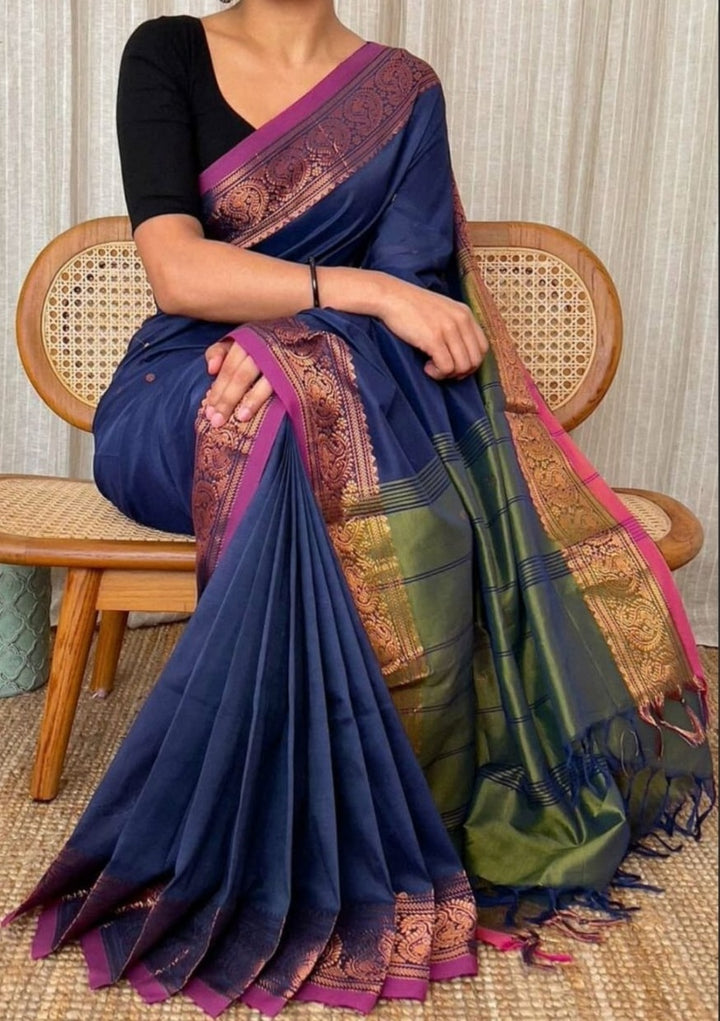 Bengal  khadi Cotton Saree