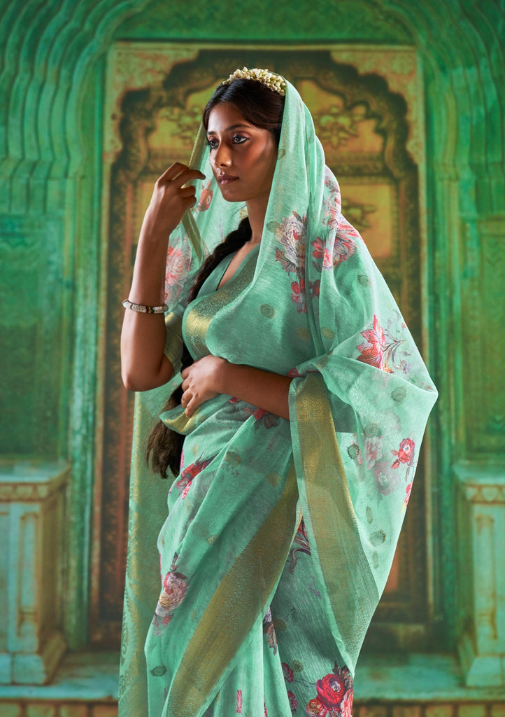 Fancy Designer Linen Saree