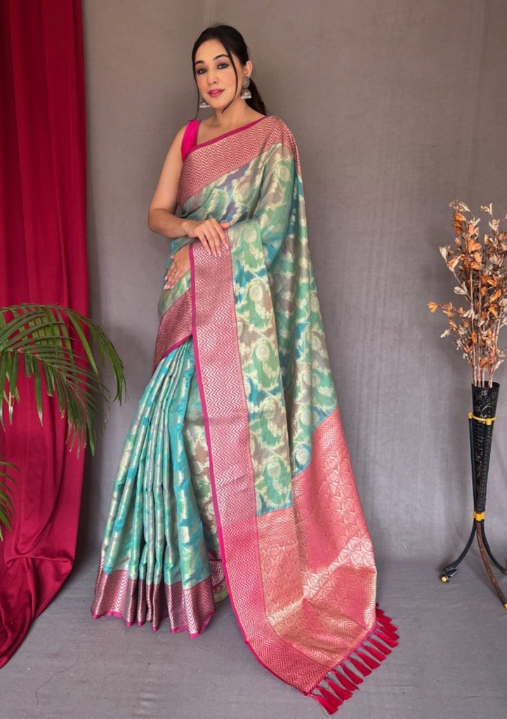 Banarasi Tissue Silk Saree in Golden : SUNA648
