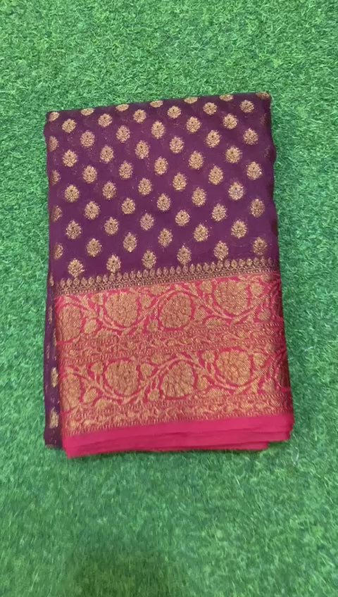 Banarasi Semi Georgette Soft Silk  Saree