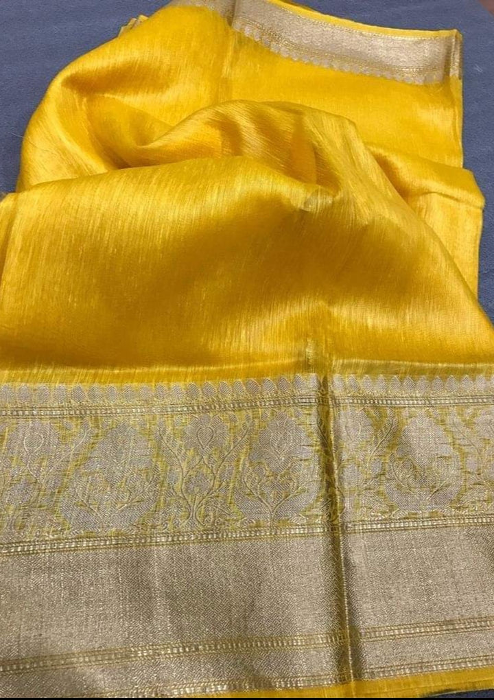 Pure Handwoven Silk Linen Banarasi