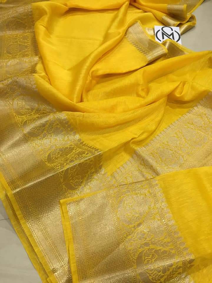 Pure Handwoven Silk Linen Banarasi