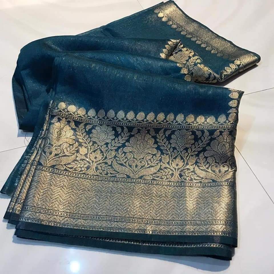 Pure Handwoven Silk Linen Banarasi