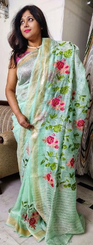 Pure Handwoven Silk Linen Saree