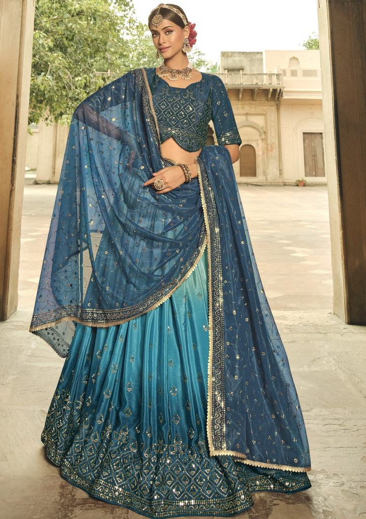 Teal Blue Color Lehenga