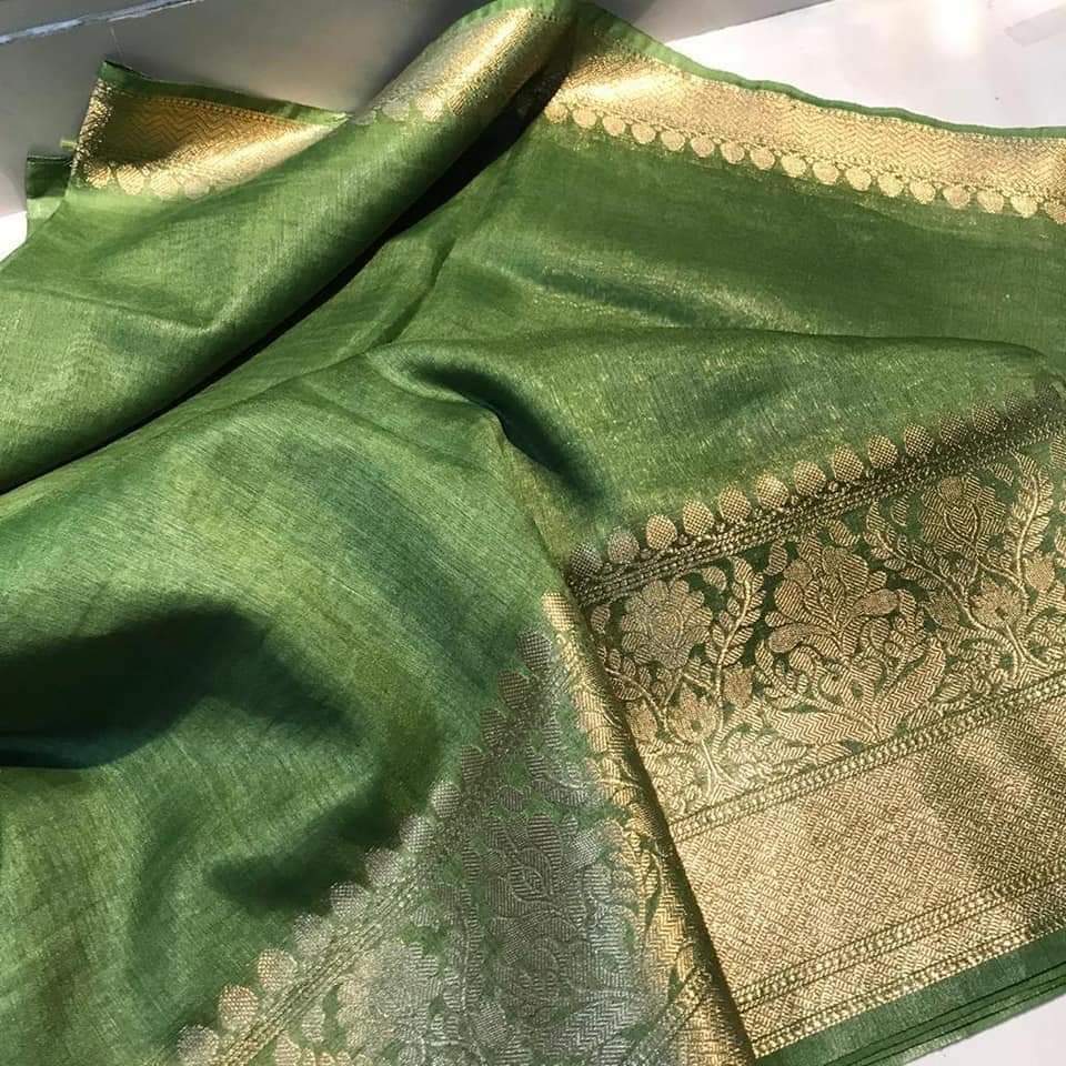 Pure Handwoven Silk Linen Banarasi