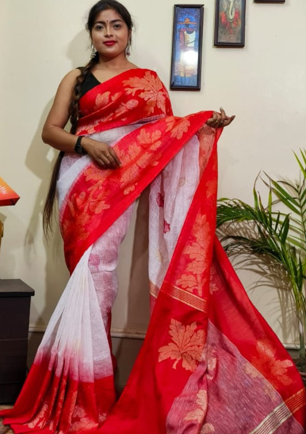 Linen Jamdani Saree