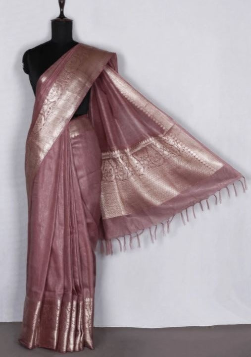 Pure Handwoven Silk Linen Banarasi