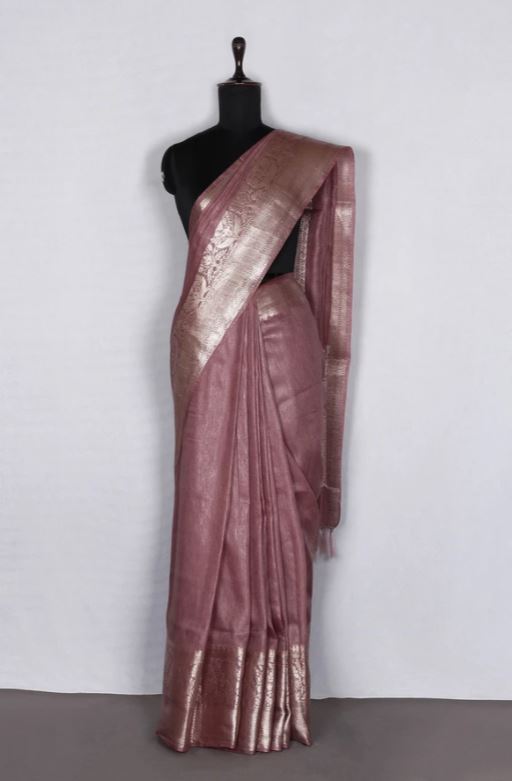 Pure Handwoven Silk Linen Banarasi